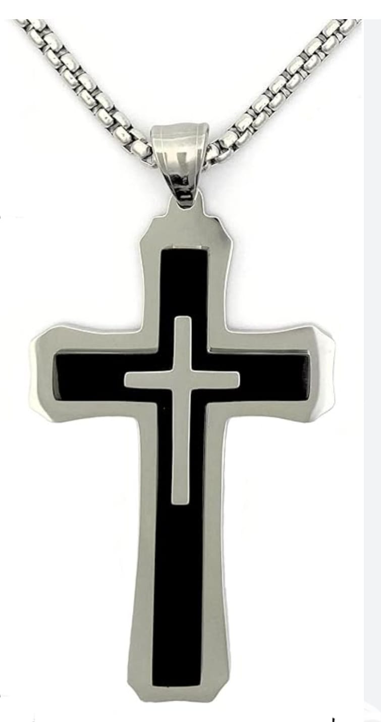 Stainless Steel Double Cross Necklace